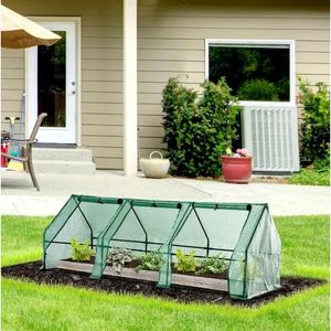 Serre tunnel portable mini 9 L x 3 W x 3 H pour extérieur avec portes zippées et bâche anti-UV/anti-eau pour jardin - Product Image 3