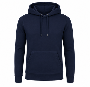 Sudadera con Capucha Azul Marino para Hombre, Corte Ajustado, Tejido de Algodón, Diseño Casual con Bolsillos, Ropa de Otoño - Product Image 1