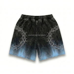 Ensemble de t-shirts gothiques pour hommes, imprimé couronne d'épines noire de Jésus, col rond, design Memento Mori, style streetwear d'été - Product Image 4