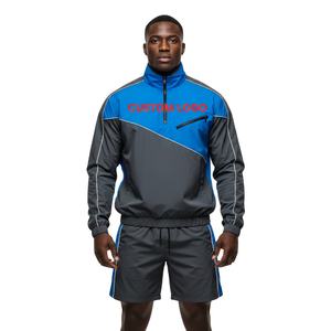 ชุดวอร์มวิ่งสะท้อนแสงแบบกำหนดเอง ผ้าไนลอนกันลม หลายสี แต่งแถบสีขาว ชุดวอร์มวิ่งสำหรับผู้ชาย - Product Image 1