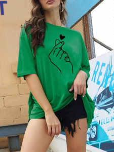 T-shirt décontracté surdimensionné imprimé numériquement pour femme, tendance 2026, avec logo personnalisé à faible MOQ, t-shirts respirants pour femme en promotion - Product Image 2