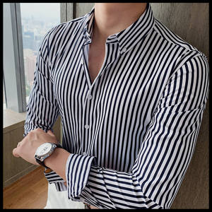 เสื้อเชิ้ตผู้ชายลายทาง ผ้าป๊อปลิน แขนยาว ปกคอปก ติดกระดุม ผ้าฝ้ายทอ ระบายอากาศได้ดี ไม่ยับ เหมาะสำหรับธุรกิจ - Product Image 5