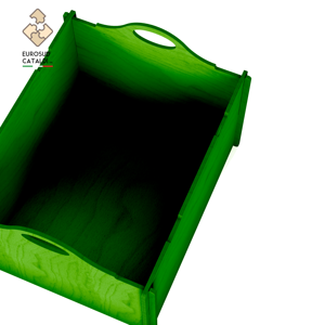 Scatola portaoggetti in legno verde con maniglie, scaffale portatile preassemblato dal design moderno - Product Image 2