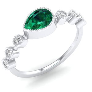 Bague REYES au design classique en or massif 14 carats avec moissanite certifiée GRA pour femme, coupe poire, 0,75 carat, émeraude, anneaux en or. - Product Image 2