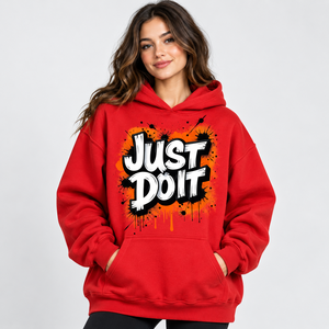 Women Oversized Red <b>Graffiti</b> Print Hoodie Pullover Streetwear Casual Fleece Sweatshirt Custom Logo Fashion Hoodie for Women Wear - Product Image 1