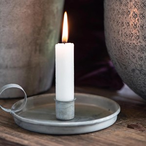 Rustic <b>Candle</b> Stand Galvanized Iron Taper <b>Candle</b> Stand for Home Décor Grey taper holder farm decor Metal <b>Candle</b> Holder with <b>Tray</b> - Product Image 1