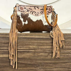 New Personalized 2026 Hand Tooled Leather Fringe Crossbody <b>Bag</b> for Women's Large Capacity Cowhide Zipper Shoulder Handbag Purses - Product Image 4