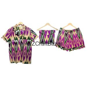 Ensemble de pyjama en coton 100% pur, élégant, romantique, classique, vintage, imprimé à la main, pour l'hiver, l'été, les vacances, avec short kangourou - Product Image 3