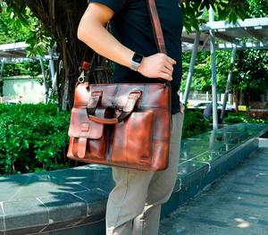 Porte-documents pour ordinateur portable de 15 pouces en cuir véritable pleine fleur Crazy Horse, durable, pour hommes, sac de bureau LLB-0352 - Product Image 3