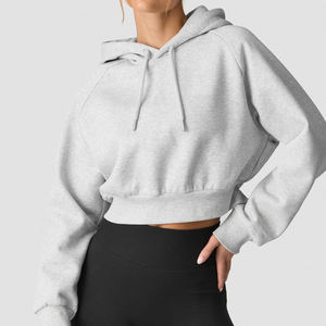 Sudadera con capucha extragrande de estilo urbano para mujer, de alta calidad, color sólido, con cremallera, hombros caídos y mangas largas, al por mayor. - Product Image 5