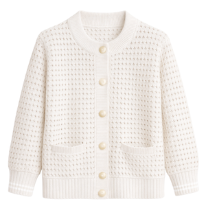 Cardigan en tricot texturé pour femme, boutonné sur le devant, avec motif torsadé, en mélange de coton léger, pull décontracté pour superposition, haut de tous les jours - Product Image 1