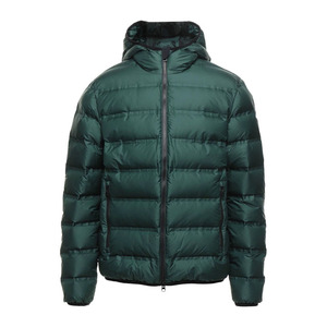 <b>Men's</b> Dark <b>Green</b> Hooded Puffer <b>Jacket</b> <b>Waterproof</b> PU Fabric Filled Windproof Zipper Closure Casual Winter Wear Regular Fit - Product Image 1