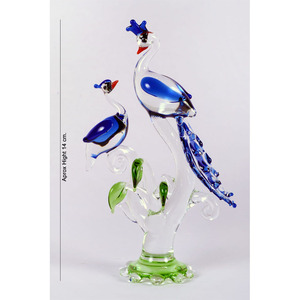 Figurine de dauphin en verre de Murano soufflé à la main avec des accents bleus, 18 cm, sculpture animale décorative faite à la main - Product Image 3