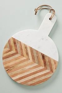 Planche à découper en marbre de qualité supérieure, plateau de service de luxe pour fromages avec poignée en bois pour la cuisine à domicile - Product Image 3