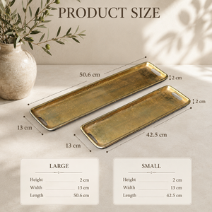 Juego de Bandejas de Servir de Aluminio con Acabado Dorado de Lujo, Superficie Texturizada, Diseño Rectangular Largo, Elegante Plato de Presentación para Eventos - Product Image 2