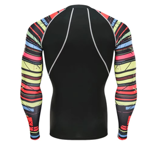 Leggings de compression noirs pour hommes avec rayures colorées, séchage rapide, en spandex et nylon, coupe ajustée, toutes saisons - Product Image 6