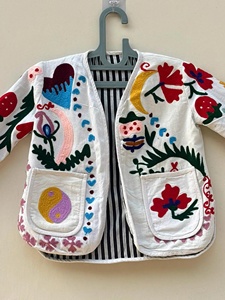 Wholesale <b>White</b> Velvet Suzani <b>Jacket</b> Floral Embroidered Coat Bohemian Winter Outerwear Ethnic Kimono <b>Jacket</b> for Women - Product Image 3
