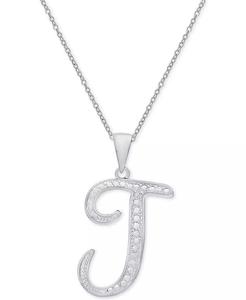 Collana con ciondolo iniziale 18 "con scritta con accento di diamanti in piatto d'argento, piatto d'oro e piatto d'oro rosa | Machy's - Product Image 1