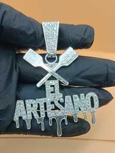 Pendentif personnalisé avec lettres, serti de moissanite VVS, en argent sterling 925, style hip hop pour homme - Product Image 3