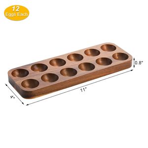 Wooden <b>Egg</b> Holder Made of Acacia Wood Farmhouse Style <b>Egg</b> <b>Storage</b> Tray for Kitchen Fridge Organizer - Product Image 3