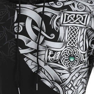 Sudadera con Capucha Personalizada con Gráficos Vikingos y Celtas, Estampado Tribal Nórdico, Estilo Urbano, Diseño Gótico con Tatuajes, Unisex, Marca Privada - Product Image 6
