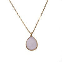 Collier tendance en pierres précieuses naturelles sculptées à la main, forme goutte d'eau 12x15mm, chaîne en laiton plaqué or 18 carats, bijoux en laiton