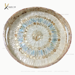 Juego de bandejas de madera blancas para servir, de nácar, portátiles, ecológicas, duraderas, de lujo, para presentación de alimentos, personalizadas, OEM, ODM, al por mayor - Product Image 2