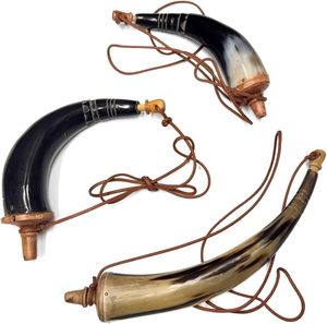 Flacon de poudre artisanal en corne naturelle, motif animal, pour fusil à canons, équipement de chasse, matériel de survie en extérieur - Product Image 1