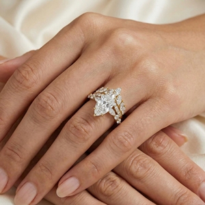 แหวนแต่งงานทรงรีประดับมอสซาไนต์ เงินแท้ 925 ชุบทอง พร้อมแหวนคู่รูปมงกุฎโค้งสำหรับผู้หญิง ผู้ชาย และแบบยูนิเซ็กซ์ - Product Image 6