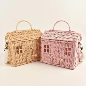 Bolsa de Casa de ratán rosa más vendida, gran cantidad, venta al por mayor, bolsas de regalo de mimbre tejidas a mano para bebés y niños - Product Image 5
