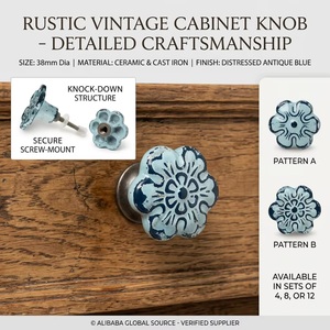 Poignées de meuble en fonte modernes en forme de tulipe, antirouille, pour tiroirs de cuisine, design écologique couleur bleu délavé - Product Image 3