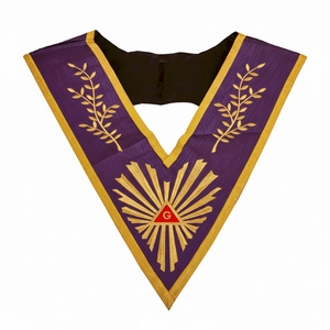 Collier violet du Maître Vénérable. Soie naturelle - Rite de Memphis-Misraïm (ORUMM) - Insigne cérémoniel de la Loge Bleue brodé à la machine - Product Image 5