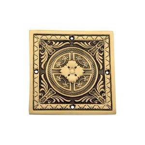 Placa embellecedora de latón antiguo con relieve floral, cubierta de toma de corriente ornamental, placa de enchufe grabada retro para diseñadores de interiores - Product Image 5