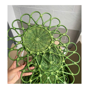 Handmade Bamboo <b>Round</b> Placemats Bohemian Floral Design <b>Mats</b> & Pads Decorative Woven <b>Table</b> Accessories - Product Image 3