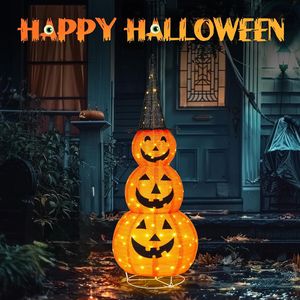 Decorazioni di Halloween da Esterno Pieghevoli e Illuminate da 1,5 m, Zucca Pre-Illuminata per Decorazioni Festive - Product Image 2