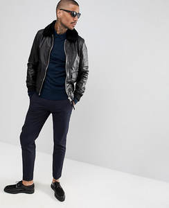 Veste en cuir véritable de motard personnalisée véritable pour hommes veste en cuir respirante avec col en peau de mouton - Product Image 4