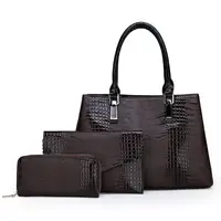 Borsetta Crocodile Sac Main Pattern PU Leather Clutch Purse Handbag Set