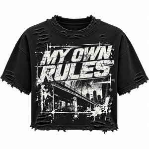 เสื้อยืดโอเวอร์ไซส์ทรงครอป ยูนิเซ็กซ์ สีดำฟอก แขนสั้น ไหล่ตก ระบายอากาศได้ดี เป็นมิตรกับสิ่งแวดล้อม ผ้าฝ้าย 100% สไตล์สตรีทแวร์ - Product Image 1