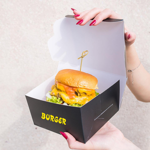 Cajas De Papel Cuadradas Personalizadas Para <span class=keywords><strong>Hamburguesas</strong></span>, Papas Fritas, Nuggets De Pollo Personalizadas Caja De Packaging Hamburguesa - Product Image 1