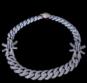 Collar de Lujo Chapado en Oro Rosa con Moissanita y Engaste Pavé, Cadena de Eslabones Unisex, Certificado IGI, Talla Personalizada - Product Image 1