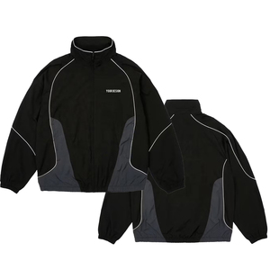OEM ODM Coated Nylon Tracksuit <b>Jacket</b> Men Wind Resistant Breathable Lightweight Training Casual Sports <b>Jacket</b> Stand Collar Front - Product Image 3