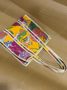 Handcrafted Quilted Yellow Floral Tote <b>Bag</b> Printed <b>Fabric</b> Shoulder Handbag Lightweight Everyday Carry Designer Shopping <b>Bag</b> - Product Image 4