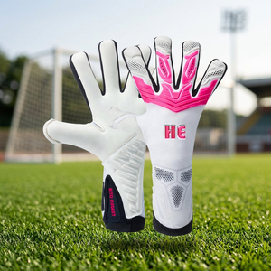 Professional <b>Soccer</b> Goalkeeper Gloves for Football White And Pink Unisex OEM Customized Logo Finger Packing Protection - Product Image 4