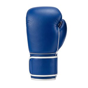 High Quality Blue White Boxing Gloves Professional Training Sparring Lace-Up Reinforced Double Stitching Attached Safety Thumb - Product Image 3