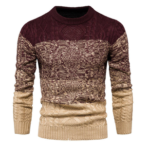 Suéter de Lana Gruesa a Rayas Personalizado Directo de Fábrica, Suéter de Punto con Cuello Redondo para Hombre y Mujer, Invierno, OEM, ODM, Venta al Por Mayor - Product Image 5