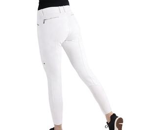 Women High Waist Full Length Riding Breeches <b>White</b> Four-Way Stretch Pants With Pockets Zipper Fly Equestrian Wear - Product Image 1