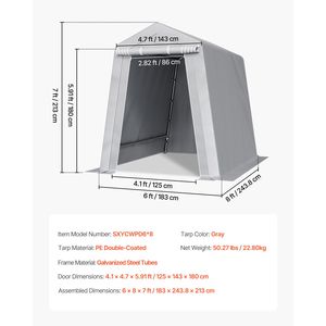 Tenda da Esterno Resistente 6 X 8 Piedi, Capanno Portatile Impermeabile con Porta a Rullo e Prese d'Aria per Uso in Giardino - Product Image 5