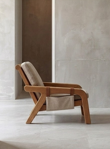 Fauteuil d'appoint en teck Wabi-Sabi, style nordique minimaliste, pour salon haut de gamme, usage extérieur et hôtelier - Product Image 4