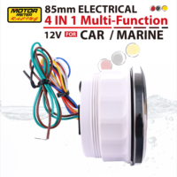 Nuovo Indicatore Multifunzione da Corsa 80mm 4IN1: Pressione Olio 0-10 Bar, Temperatura Acqua, Livello Carburante, Voltmetro con LED a 7 Colori, Lancetta Rossa, Nero, 12V CE