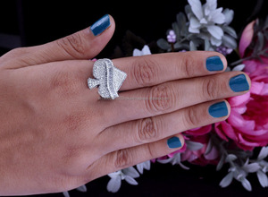 Handmade Fully <b>Iced</b> Baguette Cut Rhodium Plated Cluster Hip Hop <b>Ring</b> 925 Sterling Silver Personalized Size Unisex Prong Setting - Product Image 2